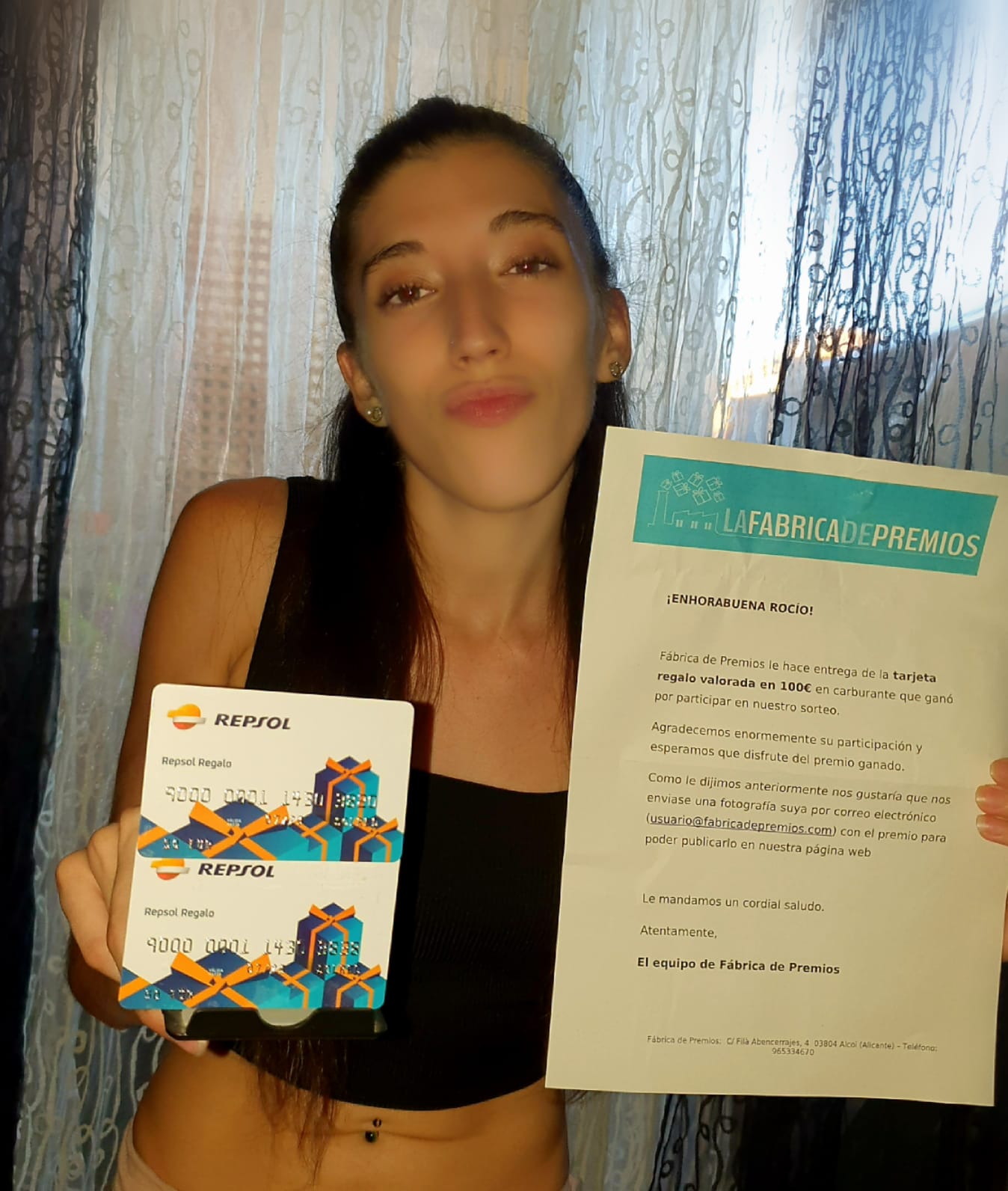 Rocío – HÍJAR (Granada) Ganadora de una tarjeta regalo de 100€