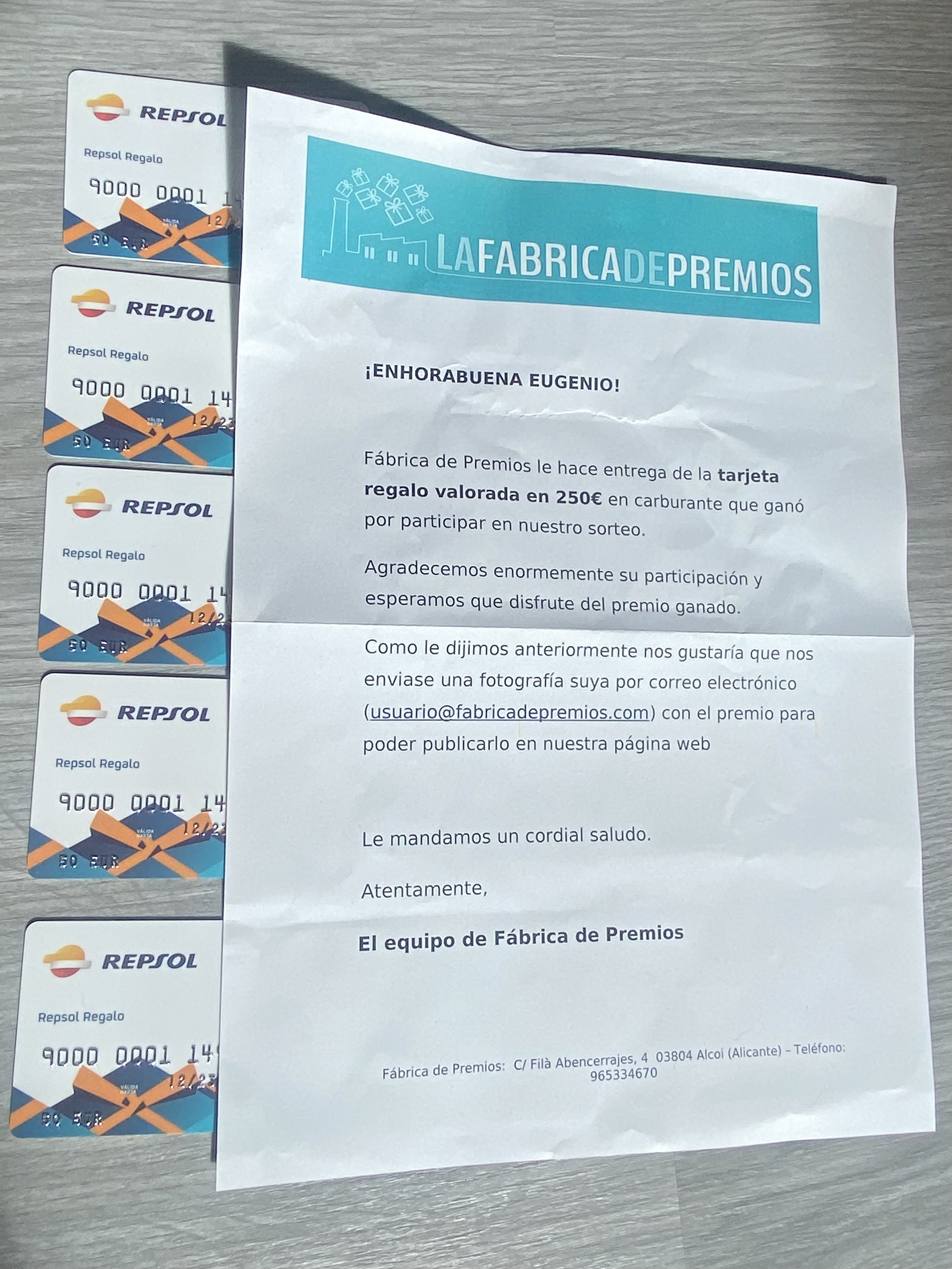 Eugenio – LAS PALMAS DE GRAN CANARIA Ganador de una tarjeta regalo de 250€