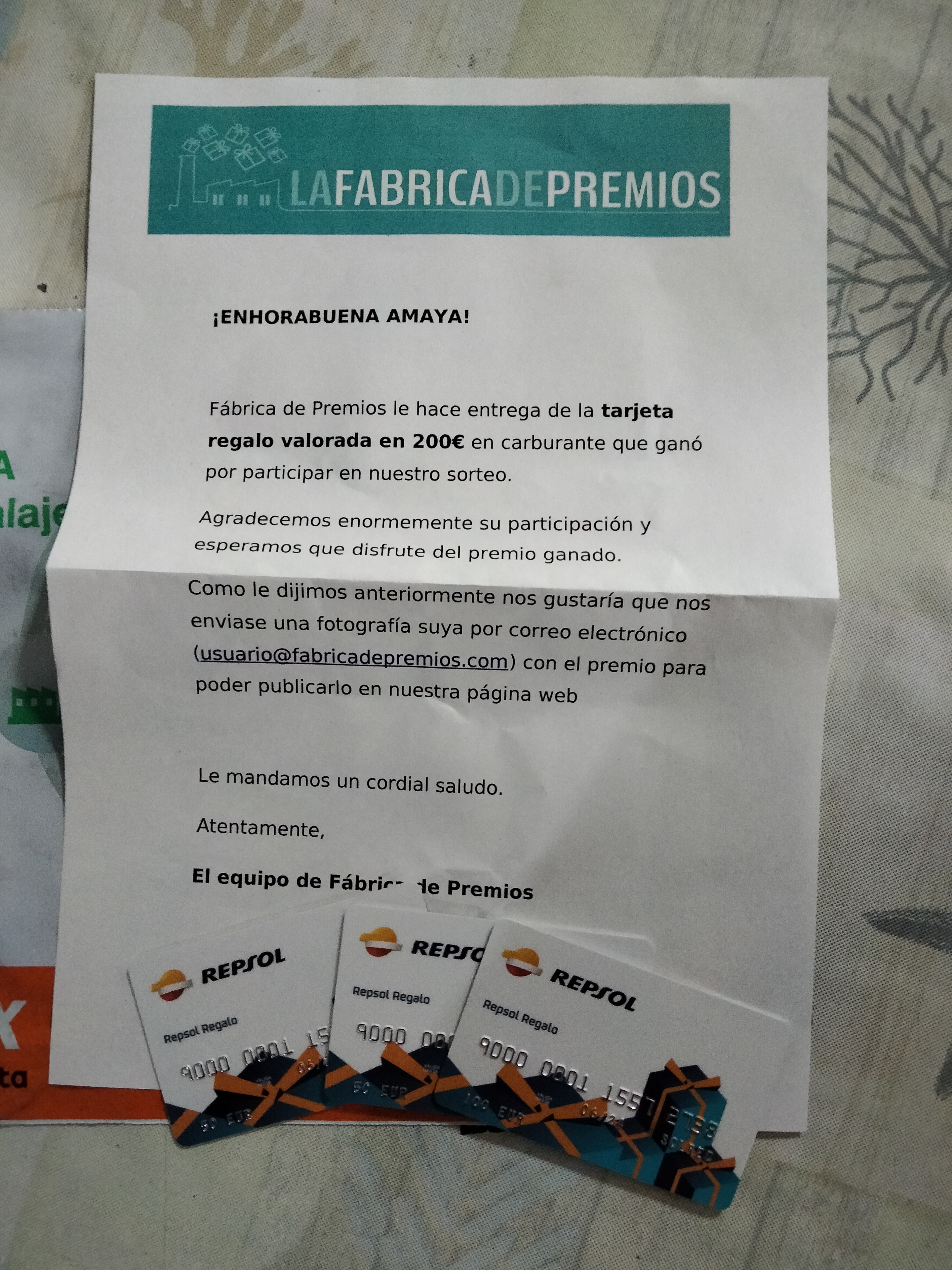 Amaya – TORREJÓN DEL REY (Guadalajara) Ganadora de una tarjeta regalo de 200€