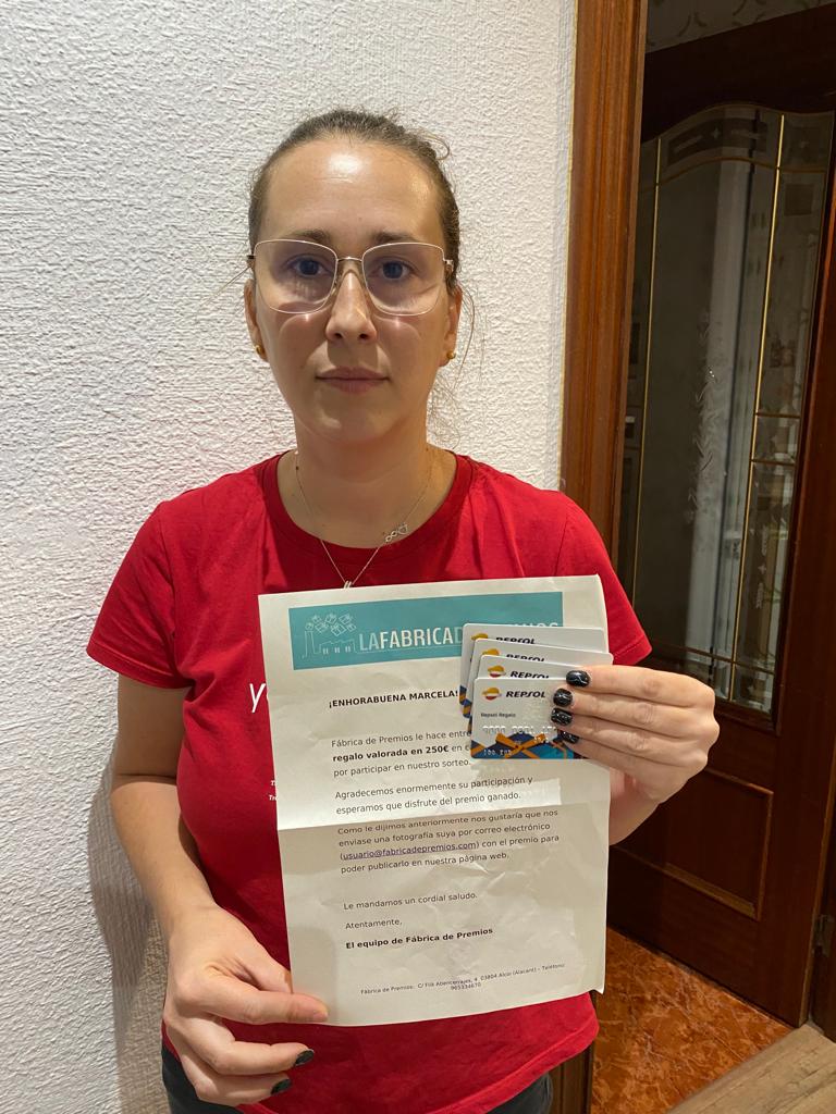 Marcela – ELDA (Alacant) Ganadora de una tarjeta regalo de 250€